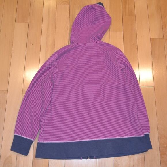 Norm Thompson Sweatshirt Full Zip-Up with Hood Purple and Blue Stripes - Picture 5 of 6